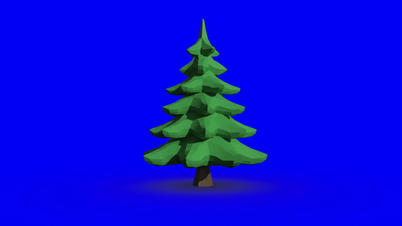 Revolving fir tree on blue screen