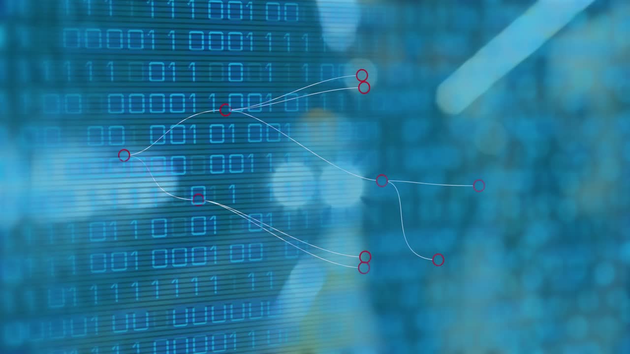 animación del procesamiento de datos sobre un fondo azul