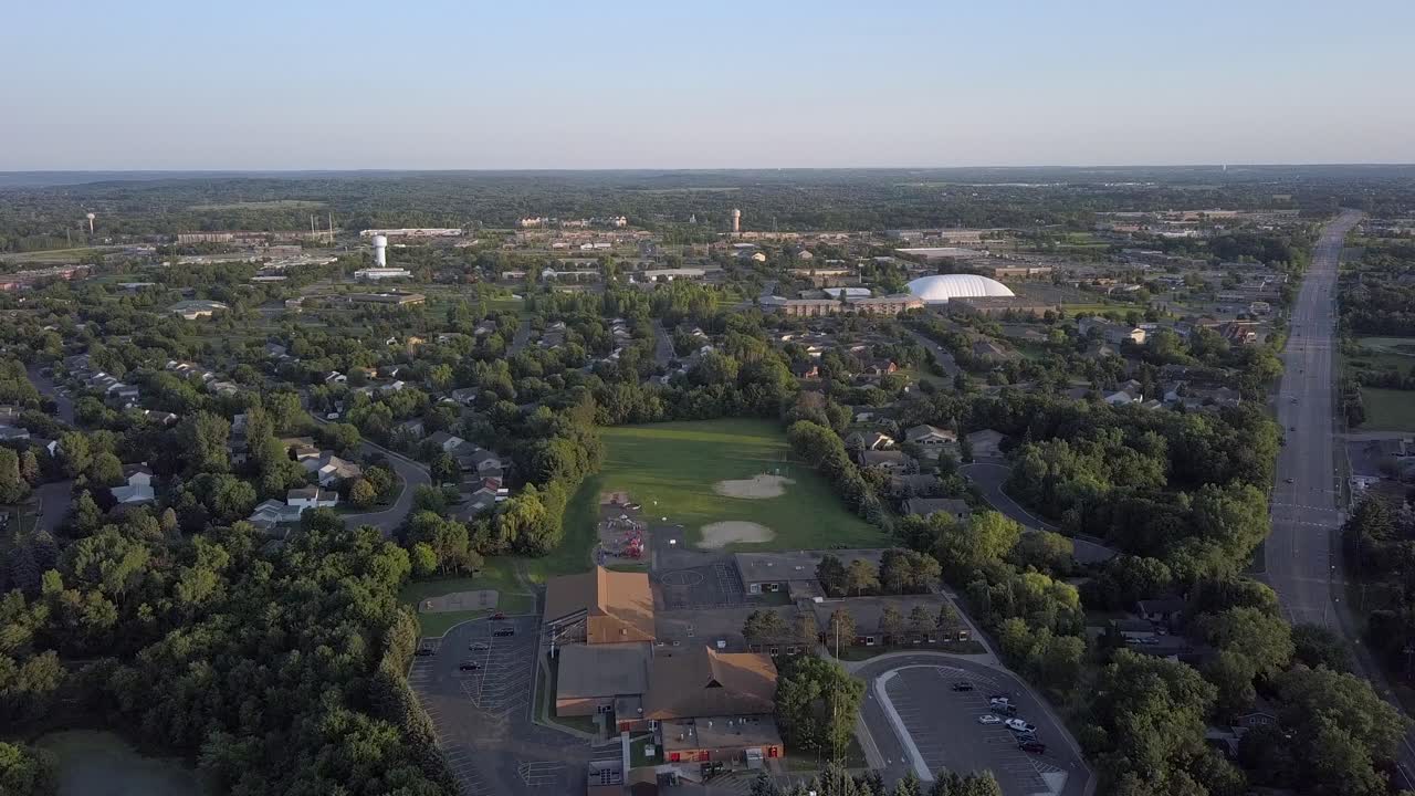 Aerial view Stillwater School and Baseball game, Minnesota, America