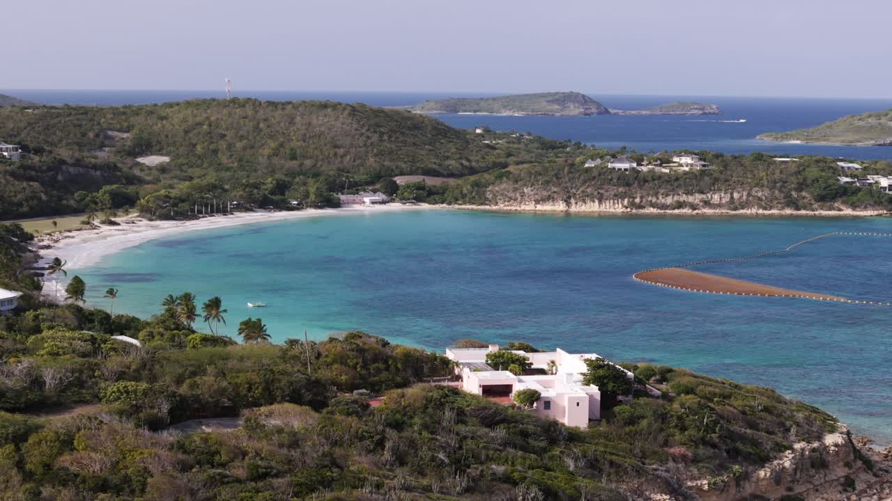 Aerial View of a Tropical Beach and Luxury Houses