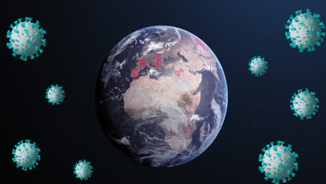 animación de la caída de las células de covid-19 en todo el mundo