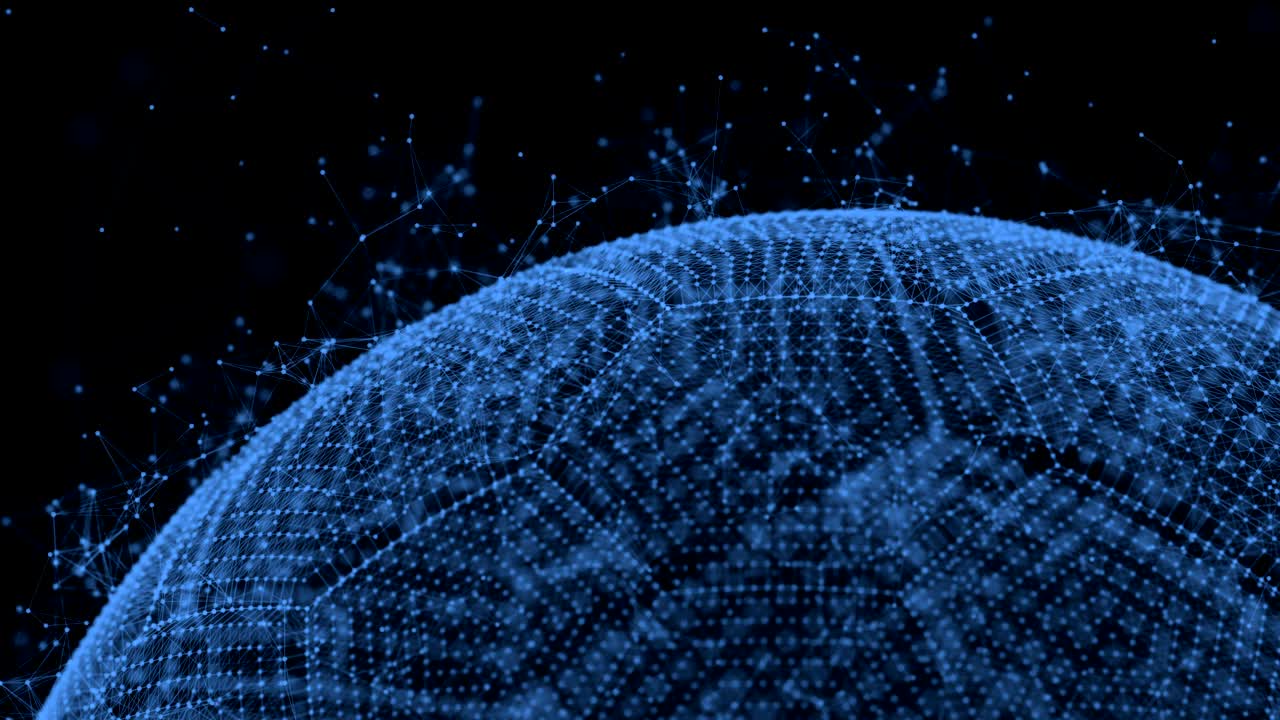 Blue Football Soccer Ball Plexus 3D Rendered Animation Video.