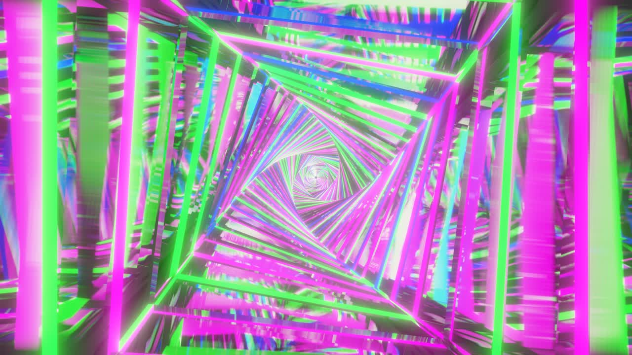 túnel cuadrado con luces de neón