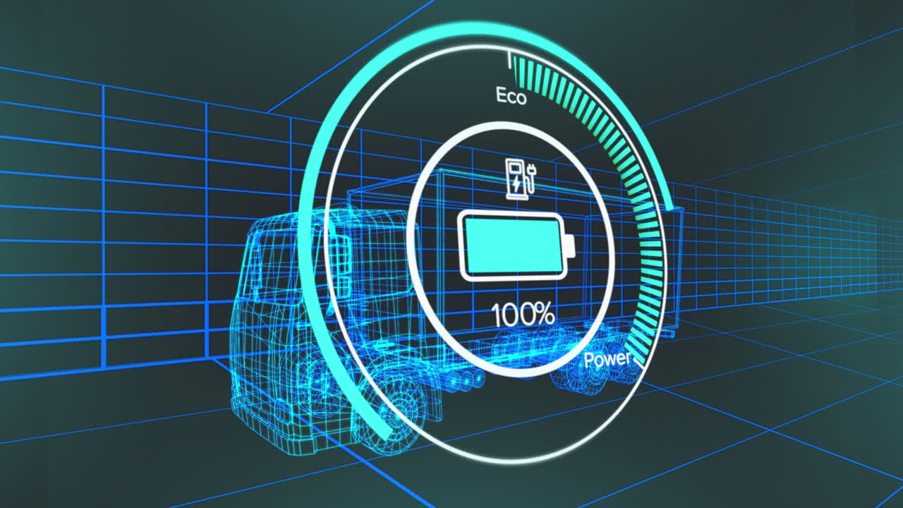 animación de la interfaz digital del coche y procesamiento de datos sobre el modelo 3d del coche