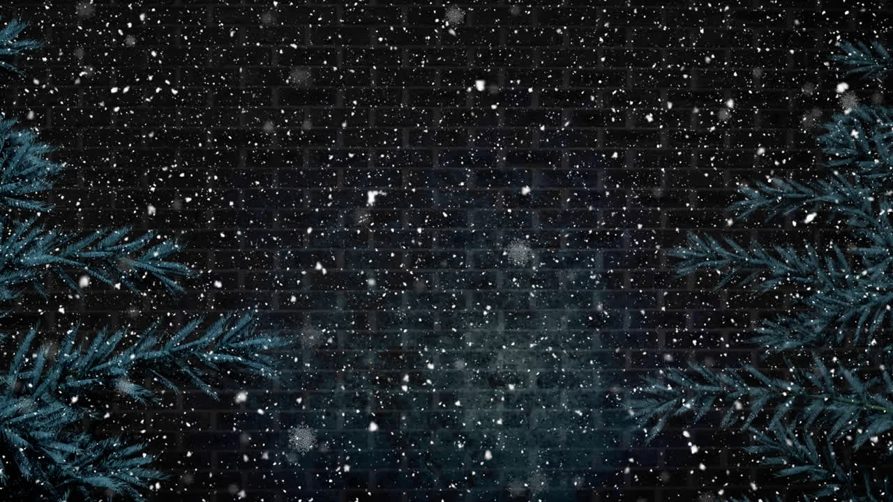 피르 나무 위 에 크리스마스 에 내리는 눈 의 애니메이션