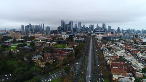 aerial of melbourne city from northern suburbs