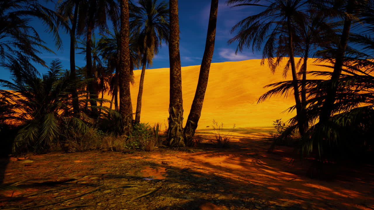 oasis del desierto con palmeras