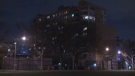 exterior of a building in brooklyn at night