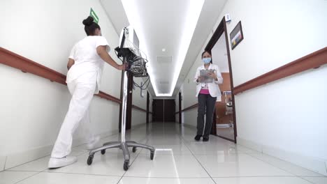 hospital hall with doctor, static shot