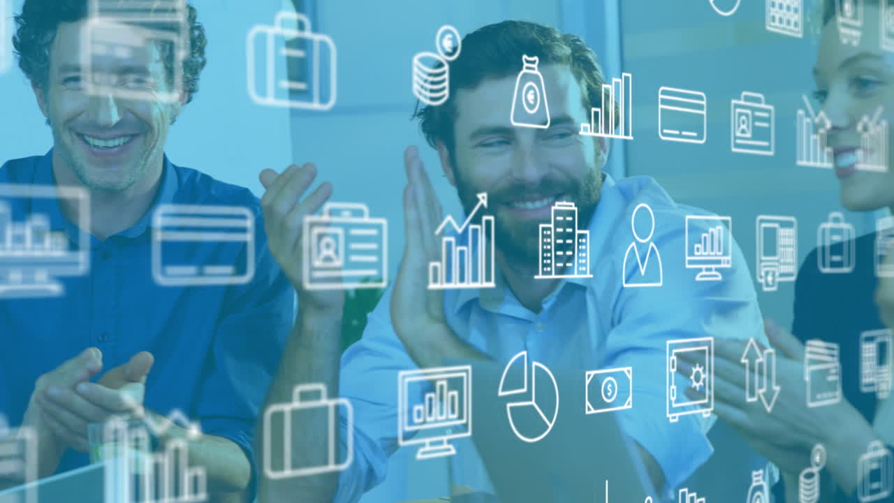 animación de iconos en línea sobre diversas personas de negocios