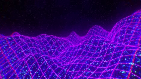 paisaje terreno sobrevuelo binario retro videojuego 3d vector arcade wireframe 4k