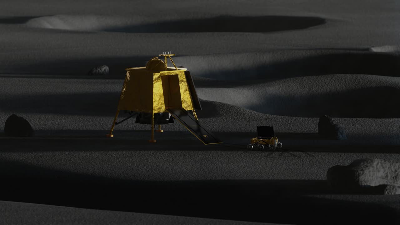 3D animation of Chandrayaan 3 on the Moon's surface