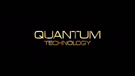 tecnología cuántica texto dorado con efecto glitch título de bucle en fondo negro.4k bucle sin costuras 3d tecnología cuántica elemento de efecto glitch animación de texto cinematográfico con elemento de efecto brillo dorado