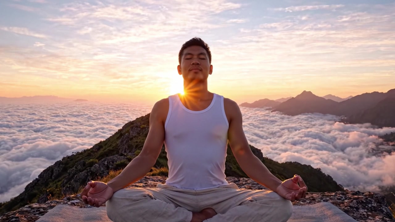 A Serene Journey of Inner Peace: A Meditative Practice at Sunrise With Breathtaking Views Above the Clouds