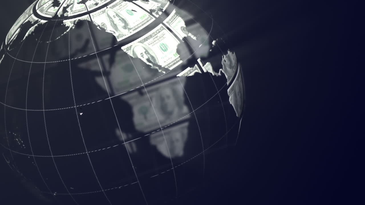 달러로 만든 땅이 회전하고
