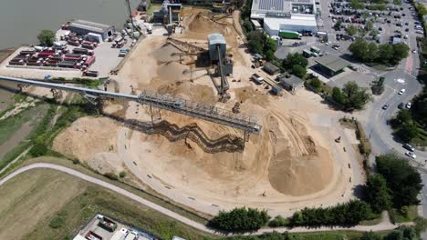 Industrial-Site-of-Concrete-Production-Plant-Facility,-Aerial-Orbit