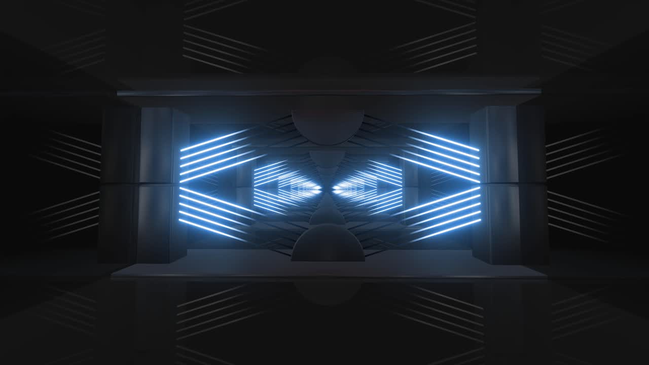 Neon Blue Tunnel - Futuristic Geometric Design