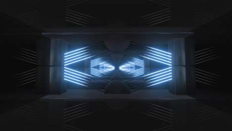 neon blue tunnel - futuristic geometric design