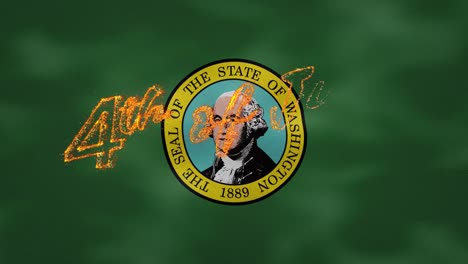 fondo de la bandera de washington para el 4 de julio letras de fuego, bucle