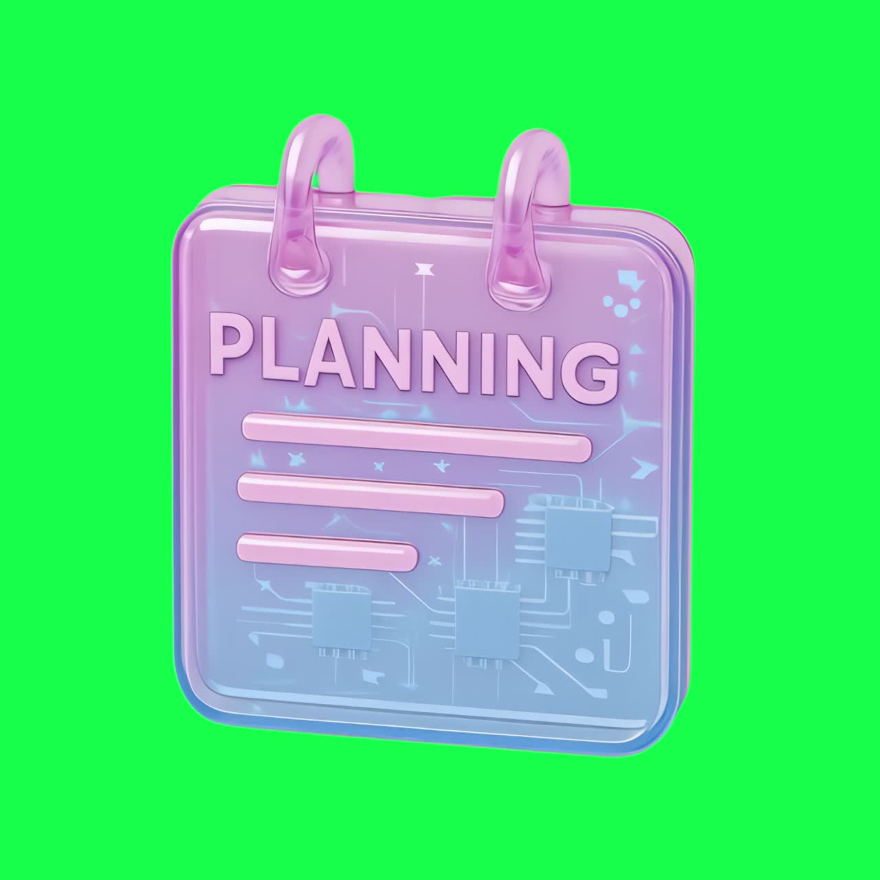 Colorful digital planning icon animation, transparent 4K video, green screen