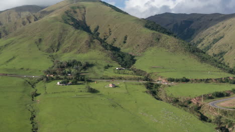 Aerial-view-of-Tafi-del-Valle,-Tucuman,-Argentina,-wide-shot-approach