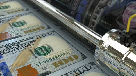 usa dollars printing press machine prints current 100 usd banknotes. seamless loop. stock video