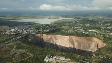 steep sides of enormous big hole open pit of cullinan diamond mine