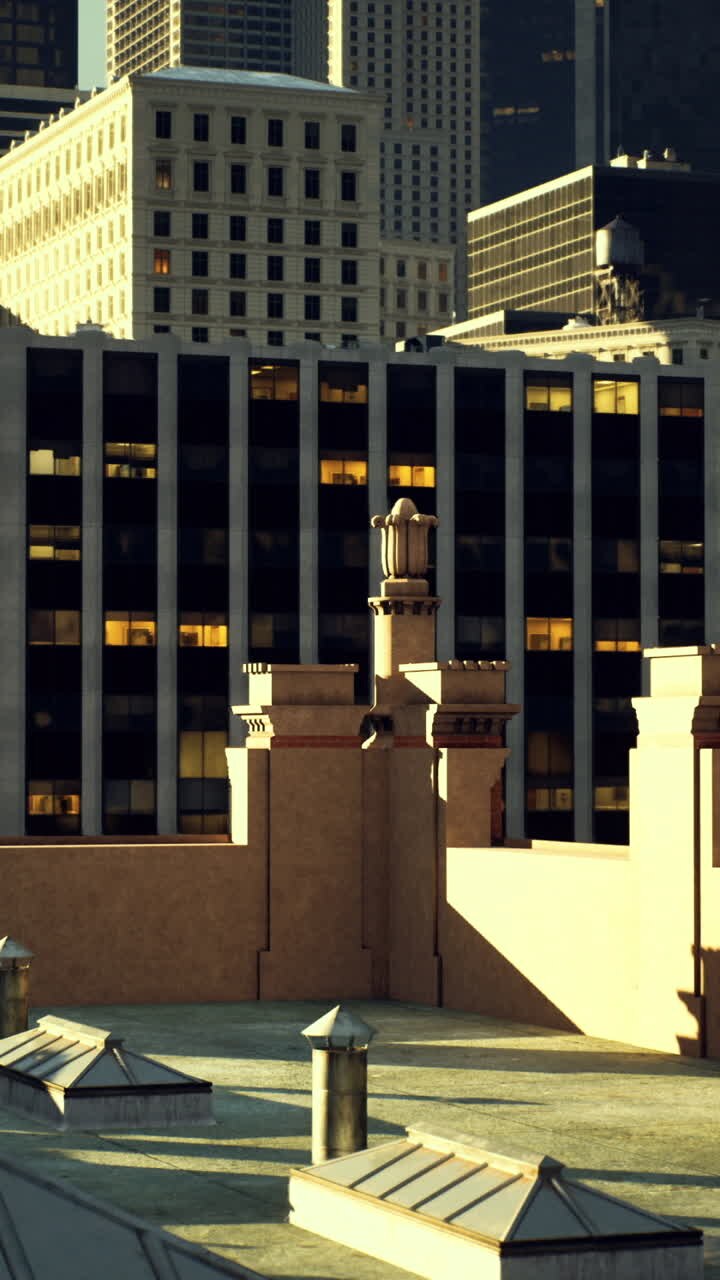 Vista della città da un tetto che evidenzia l'architettura urbana e lo skyline