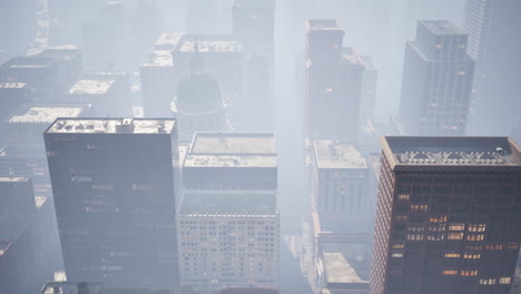 skyscrapers covered by morning fog