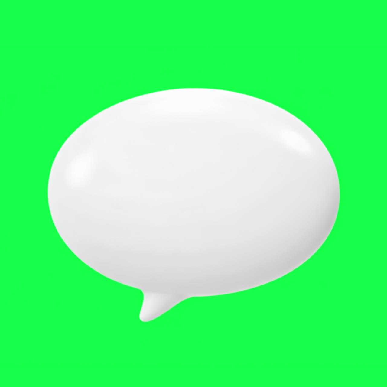 Bold white speech bubble animation, transparent 4K video, green screen