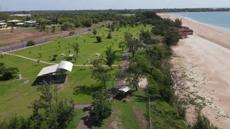 low drone footage of casuarina coastal reserve in darwin, northern territory