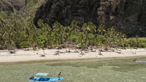 Pristine-and-wild-Playa-Fronton-beach-with-white-sand-and-transparent-waters,-Samana-in-Dominican-republic