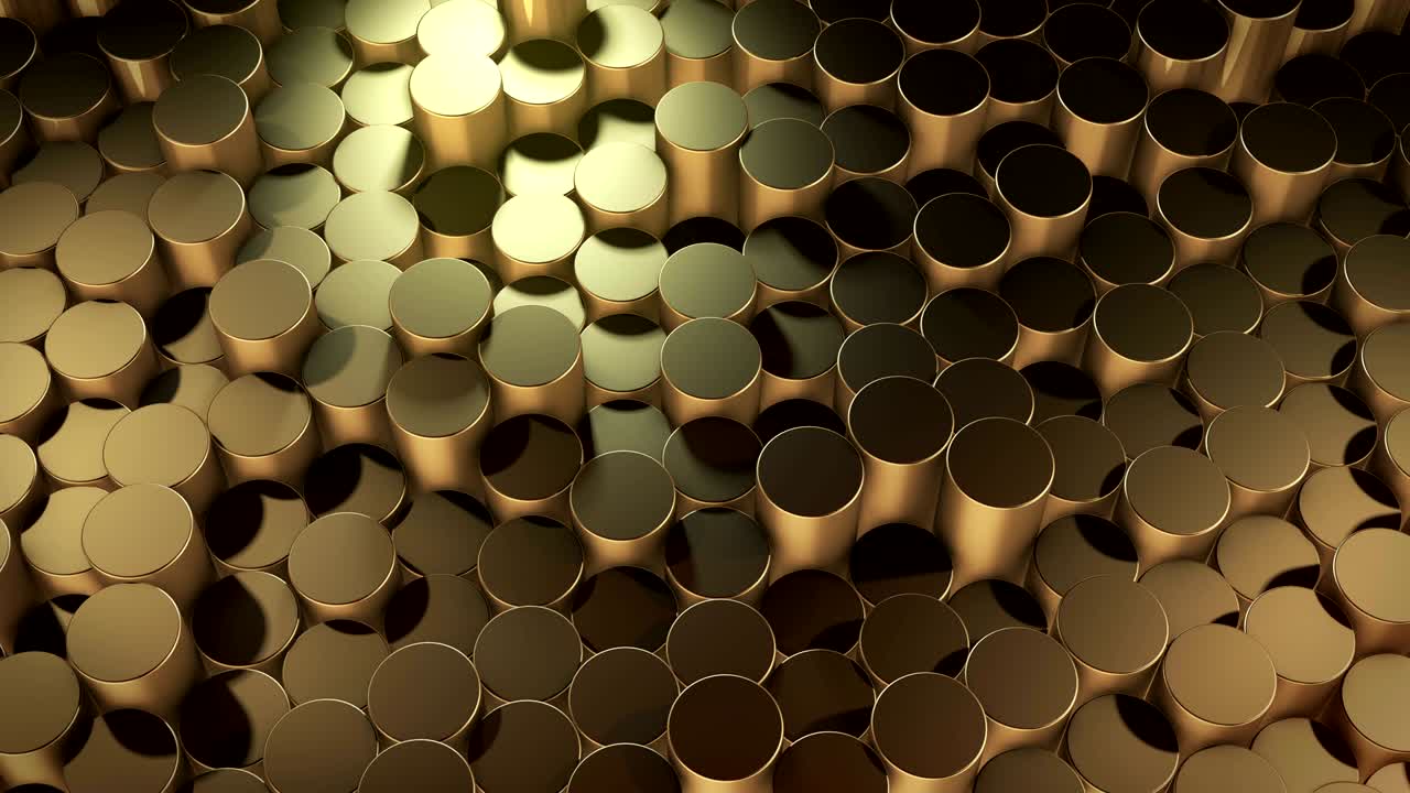 Abstract cylindrical geometric gold surfaces in virtual space