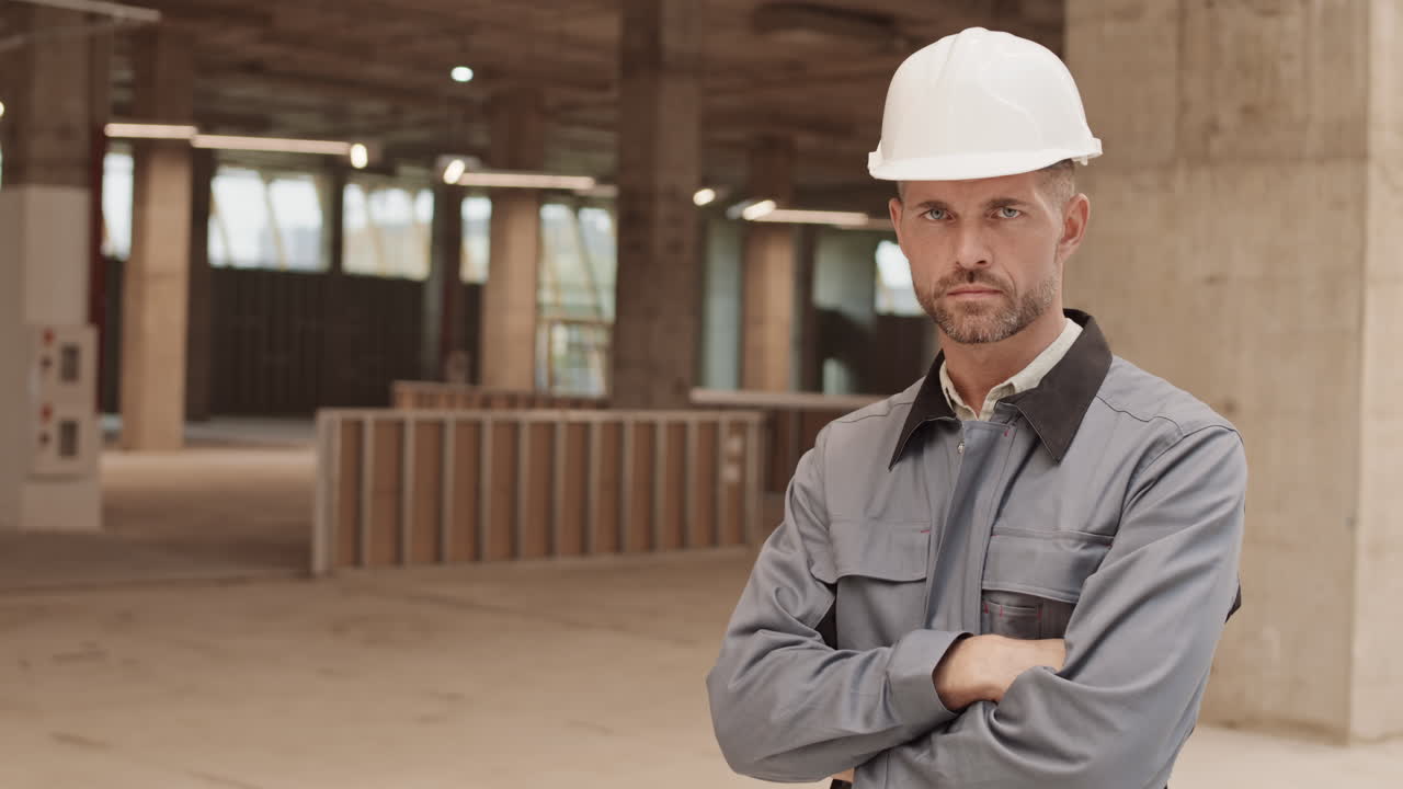 Blue-eyed Construction Worker Posing