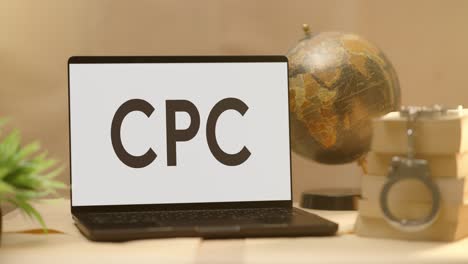 cpc displayed in legal laptop screen