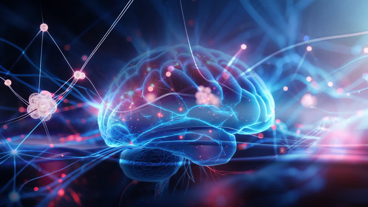 Abstract Brain with Neural Connections Representing AI and Technology