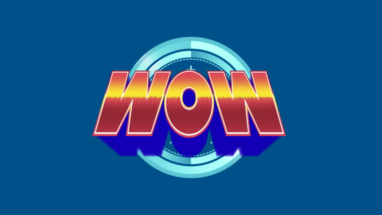 카운팅과 함께 파란색 배경에 와우의 애니메이션