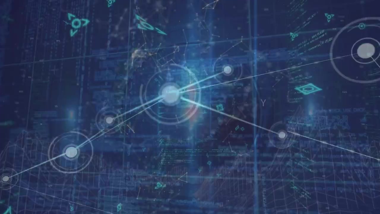 Animation of network of connections over data processing and globe