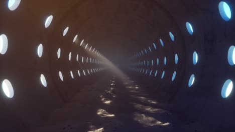 abstract concrete tunnel with light rays