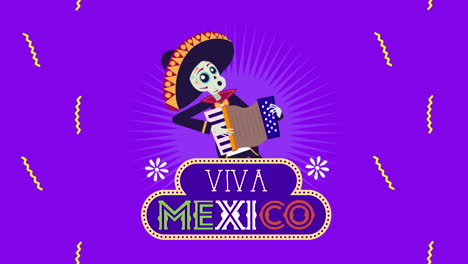 viva mexico animation with skull mariachi playing accordion