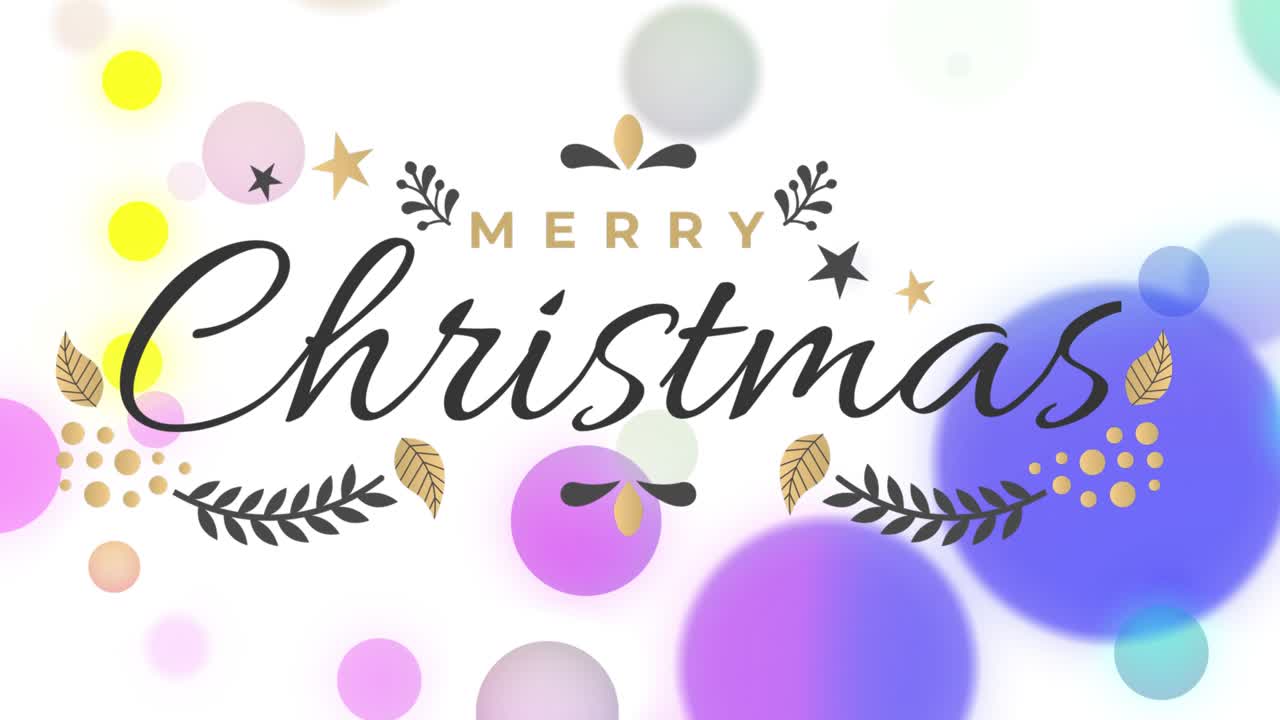 Opening frame initiating greeting fading, pastel circles floating, motifs popping, evoking cheer