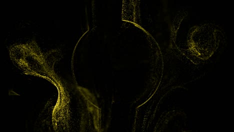 4k luminous particles move in liquid flow and stumble upon a force field in the center of frame pushing apart particles, place for text or a logo. luma matte as alpha channel. yellow