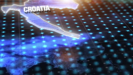 mapa digital oscuro, ubicación de croacia