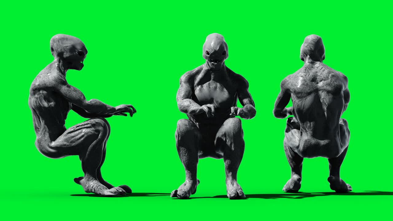 무서운 괴물 애니메이션, 물리적, 모션, 흐릿한, 현실적인 4k 애니메이션, 그린 스크린