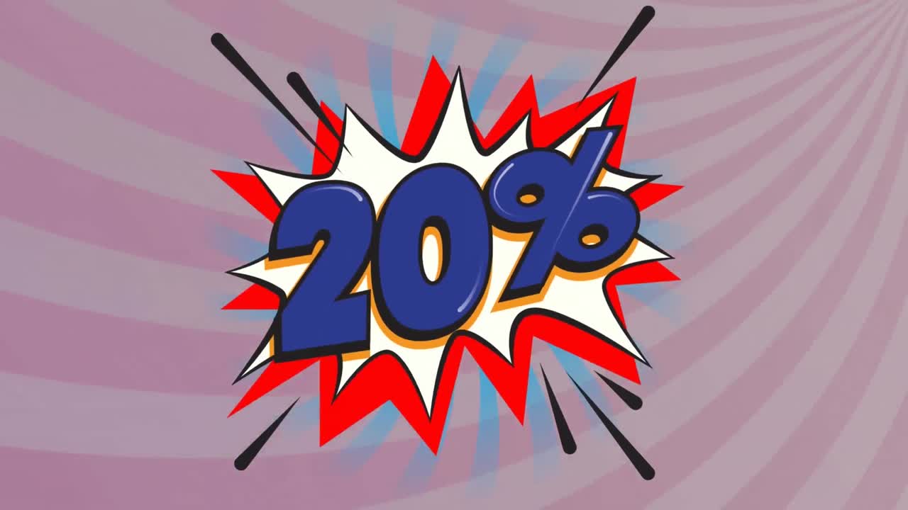 animación del texto de ventas sobre fondo rojo y blanco