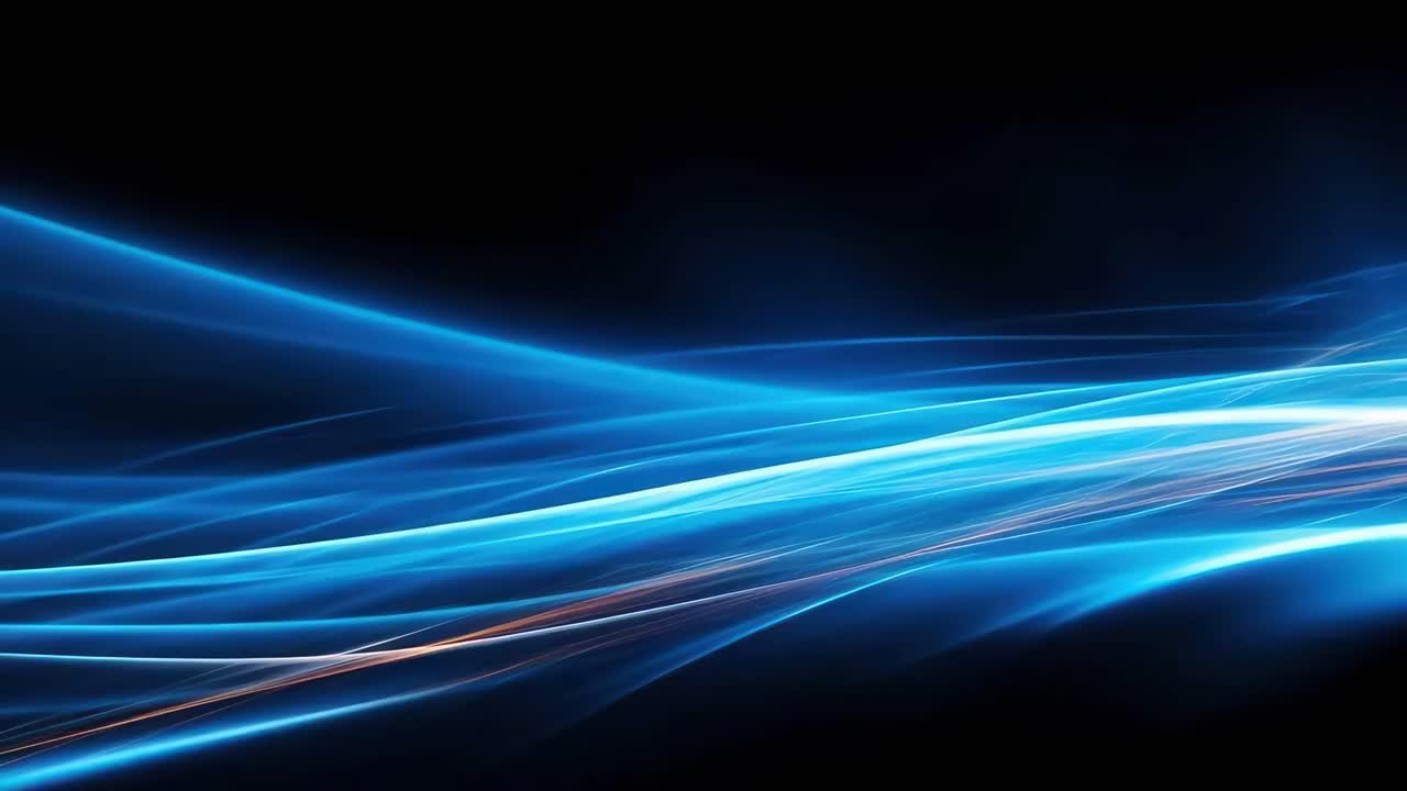 Dynamic abstract video background with flowing blue light trails