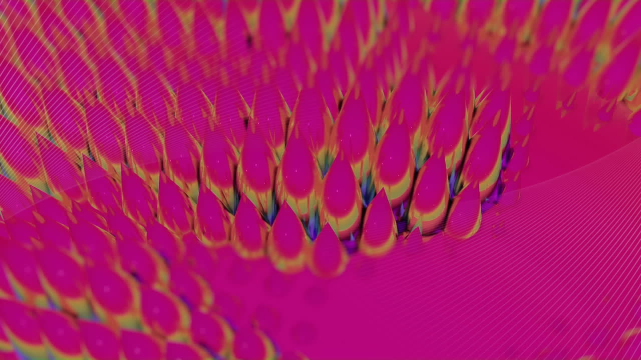 Animation of white lines and digital trees on green background