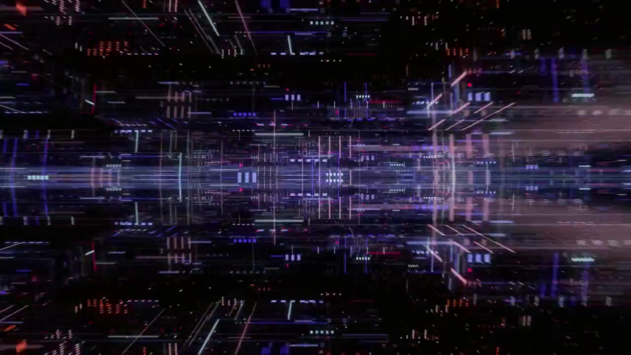 Flying Through a Futuristic Digital Data Network Tunnel