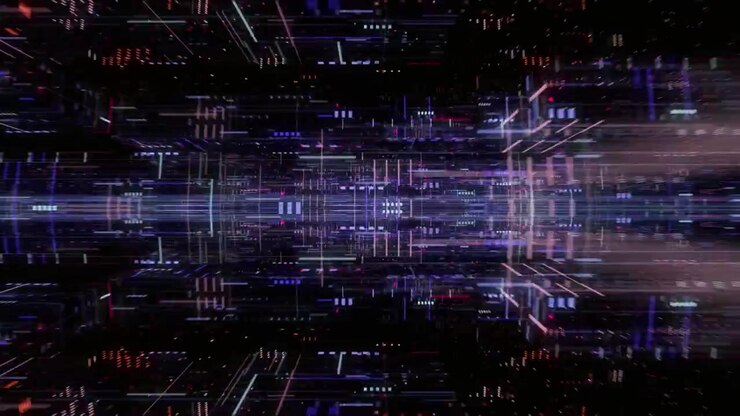 Flying Through a Futuristic Digital Data Network Tunnel