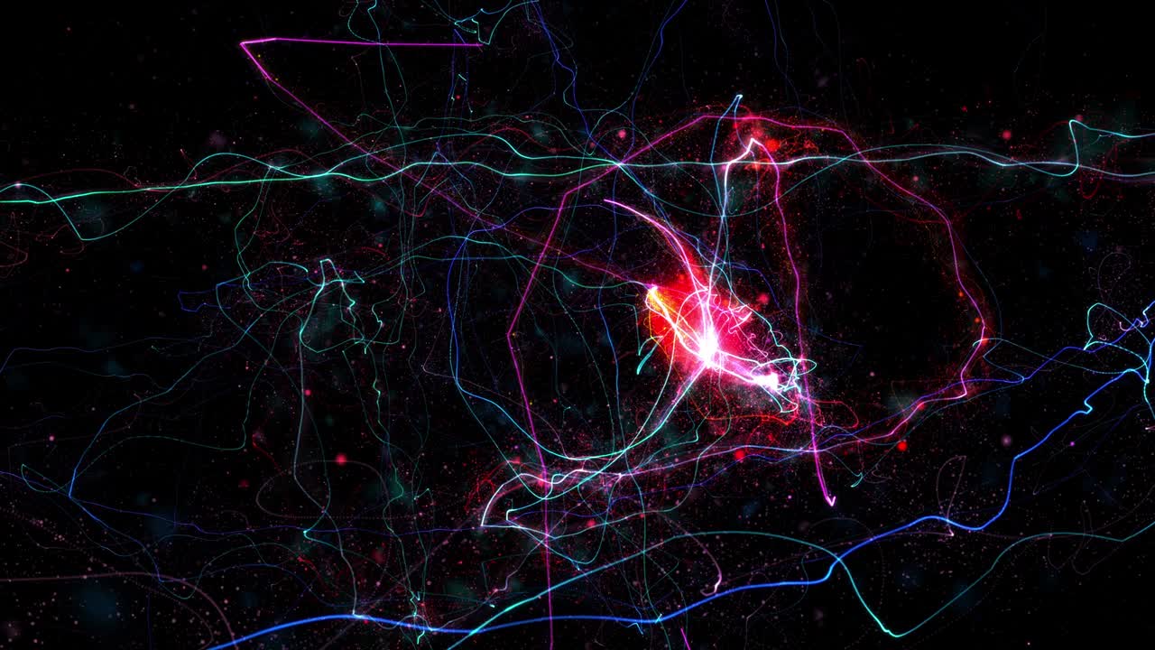 partículas coloridas rayas de luz bucle de la galaxia